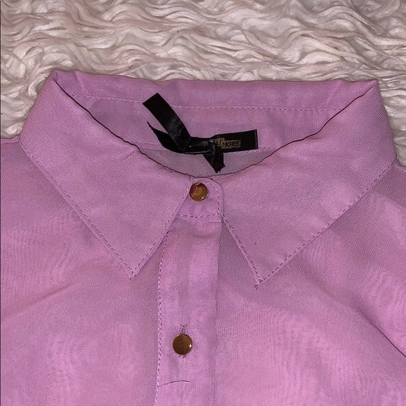 Lavender button down blouse - Picture 3 of 4